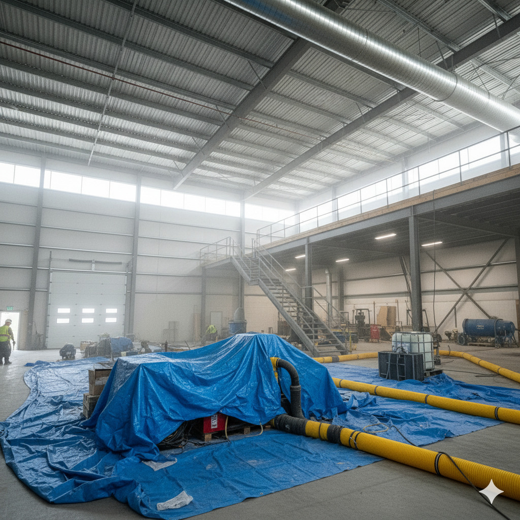 Zone couverte avec conduits de ventilation