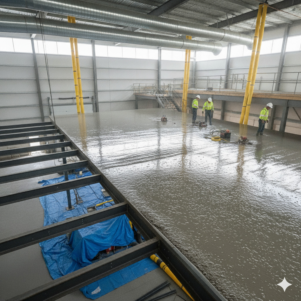 Surface de béton après coulage
